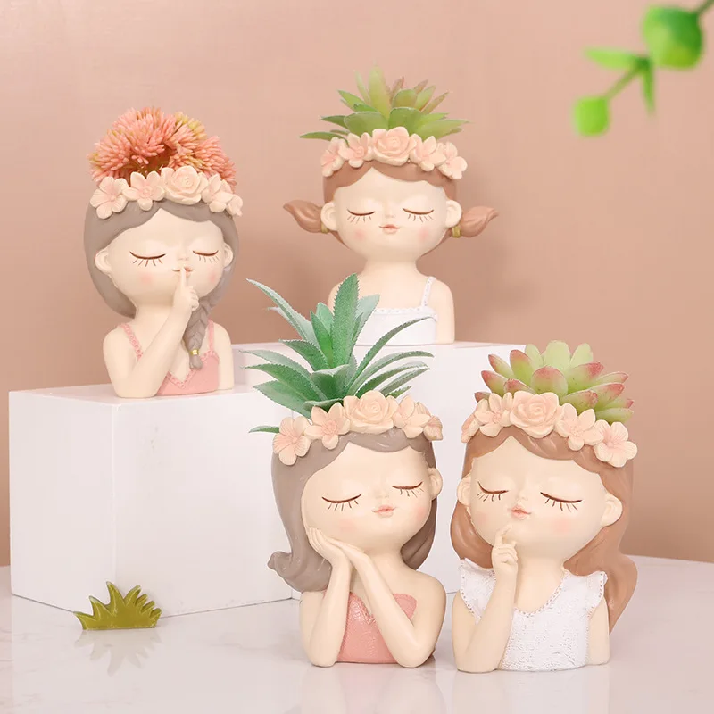 Creative Fairy Flower Pot Resin Desktop Balcony Gardening Micro Landscape Decoration Vase Succulent Pots Green Plants