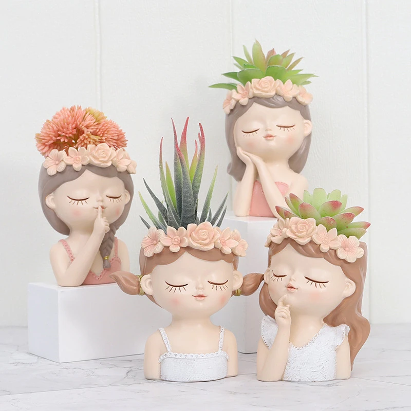 Creative Fairy Flower Pot Resin Desktop Balcony Gardening Micro Landscape Decoration Vase Succulent Pots Green Plants