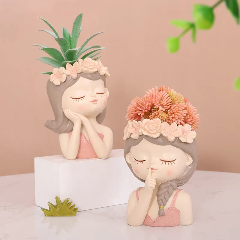 Creative Fairy Flower Pot Resin Desktop Balcony Gardening Micro Landscape Decoration Vase Succulent Pots Green Plants