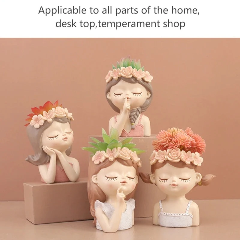 Creative Fairy Flower Pot Resin Desktop Balcony Gardening Micro Landscape Decoration Vase Succulent Pots Green Plants