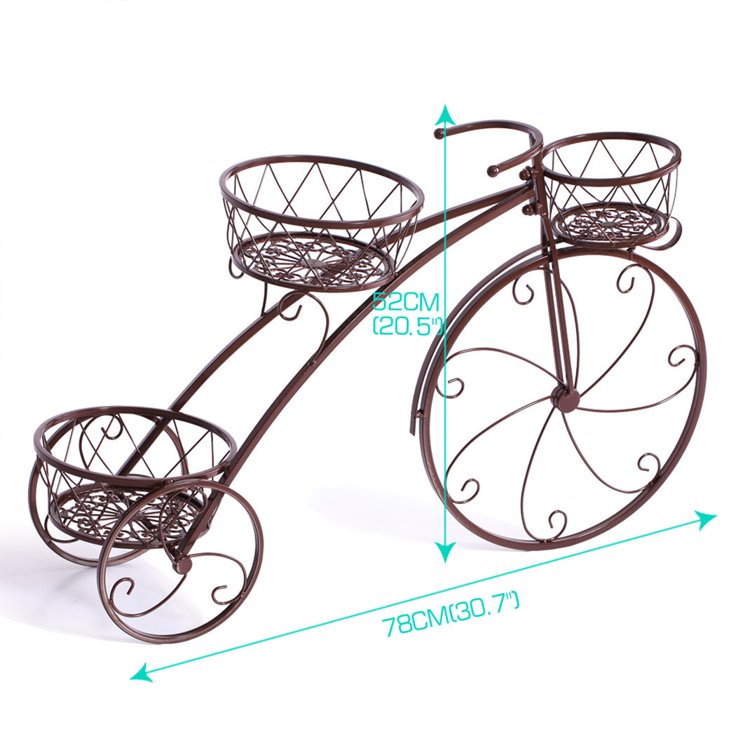 Plant Stand Outdoor Indoor Metal Bicycle Shaped Bronze