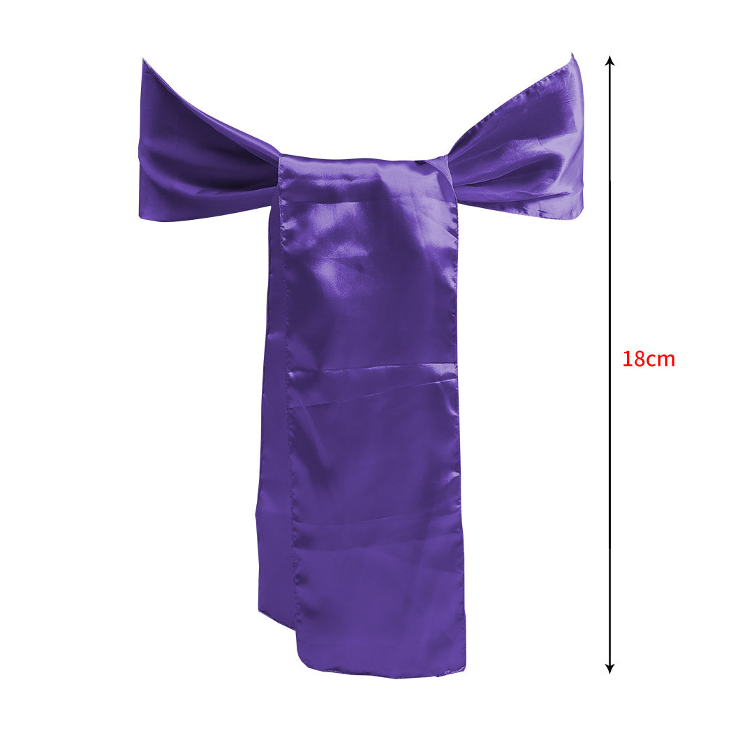 50X Table Runners Coloured Satin Chair Eggplant