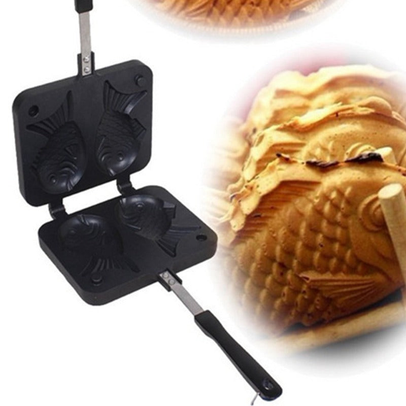 Non Stick Taiyaki Fish Shaped Waffle Frying Pan Maker Food Cooking Baking Mold