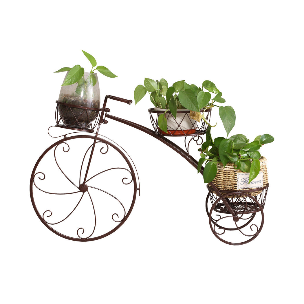Plant Stand Outdoor Indoor Metal Bicycle Shaped Bronze