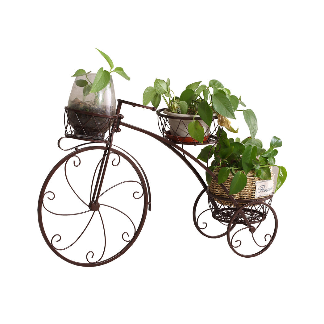 Plant Stand Outdoor Indoor Metal Bicycle Shaped Bronze