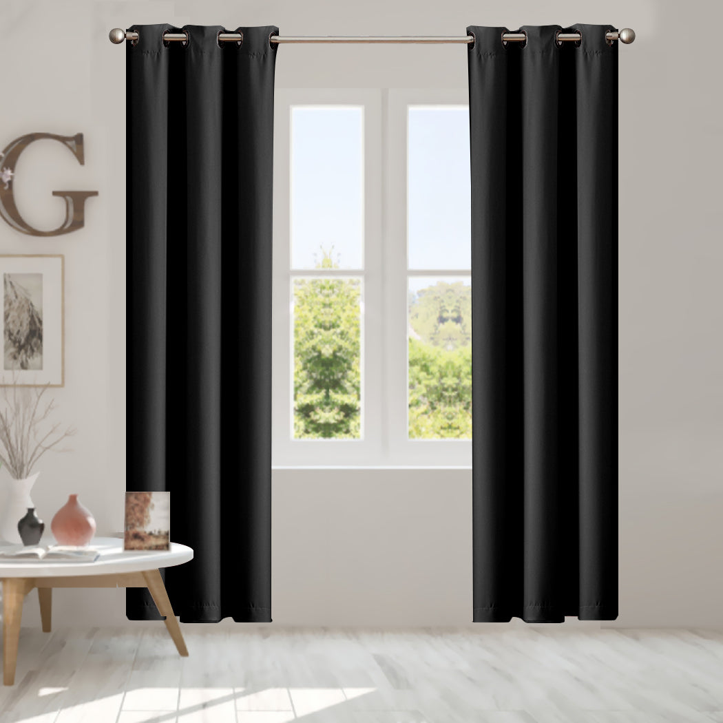 1 Sets of Sello 1 Sets Of 2X Blockout Curtains Panels 3 Layers Black 132 160Cm