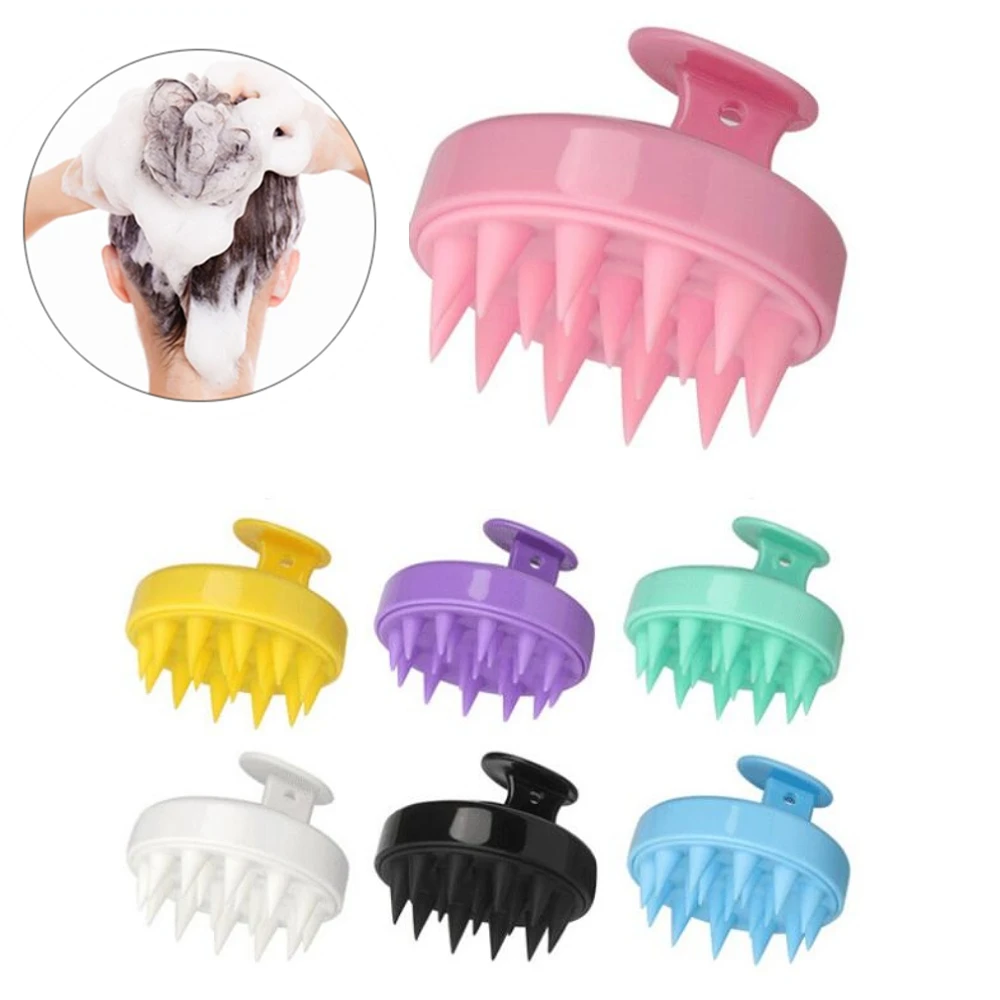 Silicone Shampoo Brush Head Scalp Massage Comb Hair Washing Body Bath Shower Salon Hairdressing Tool