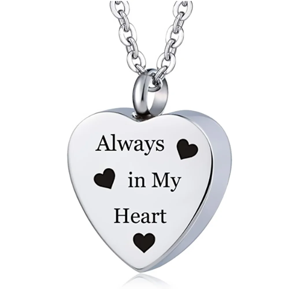 Custom Stainless Steel Cremation Ash Jewelry Heart Urn Necklace Pendant Funnel Fill Kit
