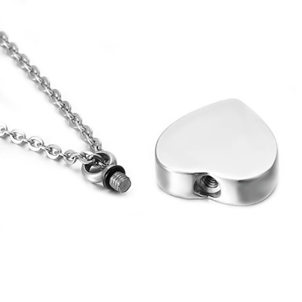 Custom Stainless Steel Cremation Ash Jewelry Heart Urn Necklace Pendant Funnel Fill Kit