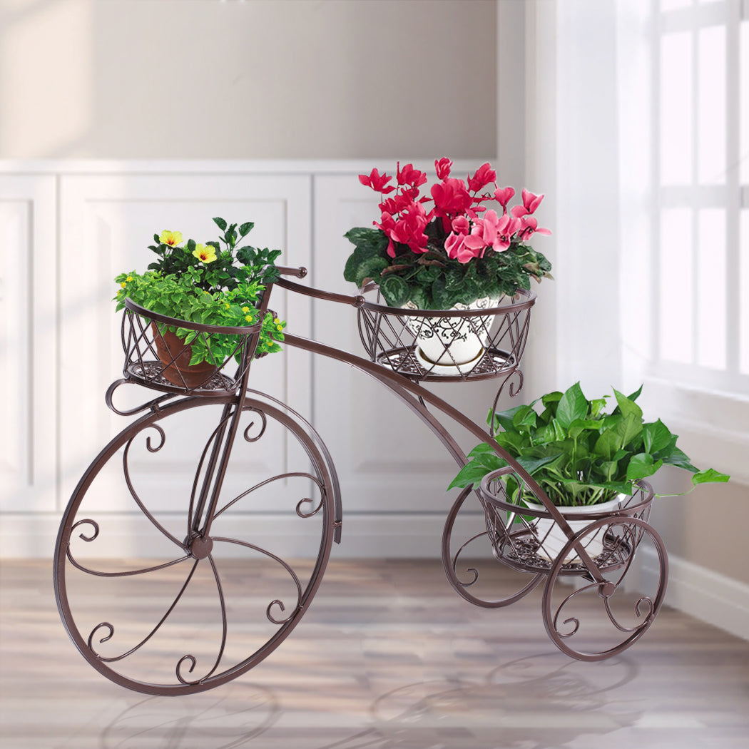 Plant Stand Outdoor Indoor Metal Bicycle Shaped Bronze