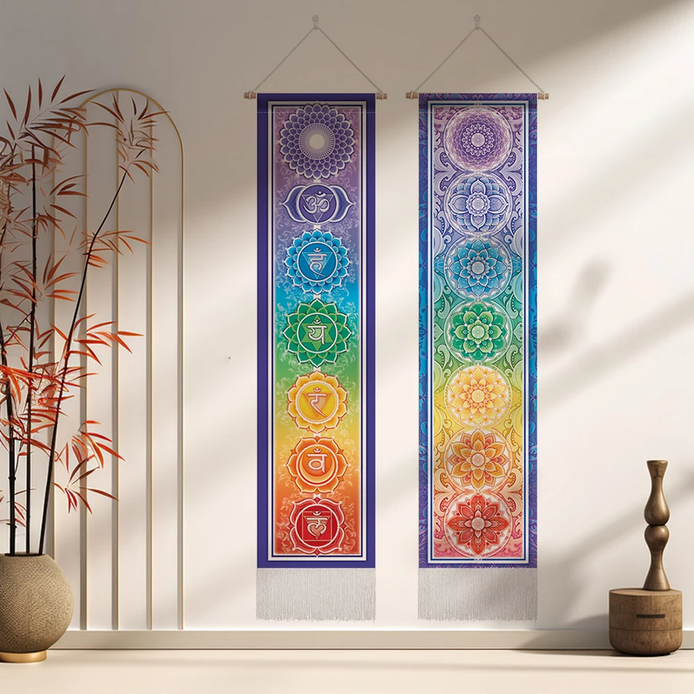Seven Chakra Tapestry Hippie Mandala Chakras Wall Hanging Fabric Yoga Meditation Tapestries For Spiritual Room Decor