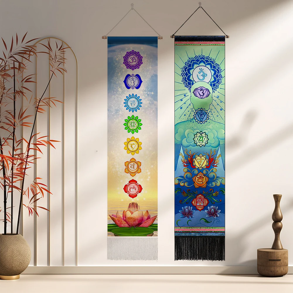 Seven Chakra Tapestry Hippie Mandala Chakras Wall Hanging Fabric Yoga Meditation Tapestries For Spiritual Room Decor