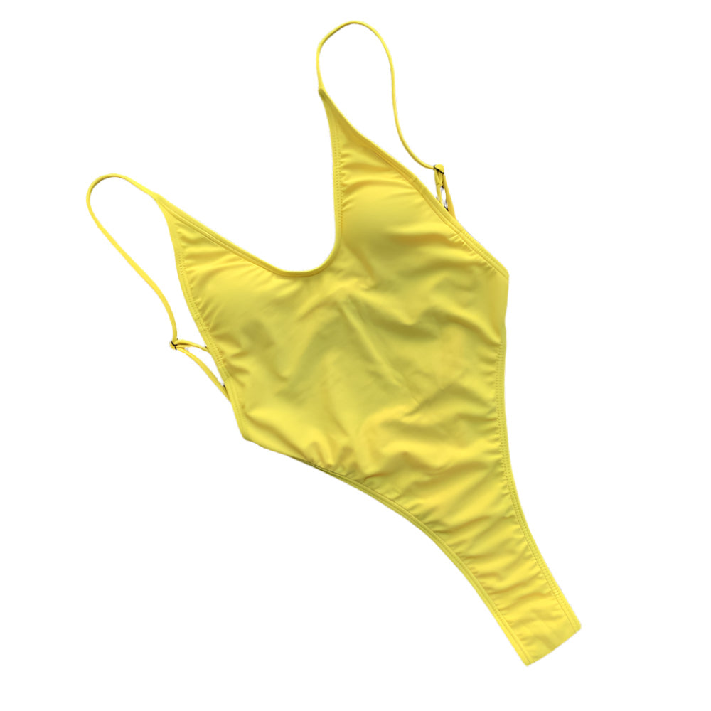 Womens One Piece Swimsuit Solid Color Sexy Backless Bikini