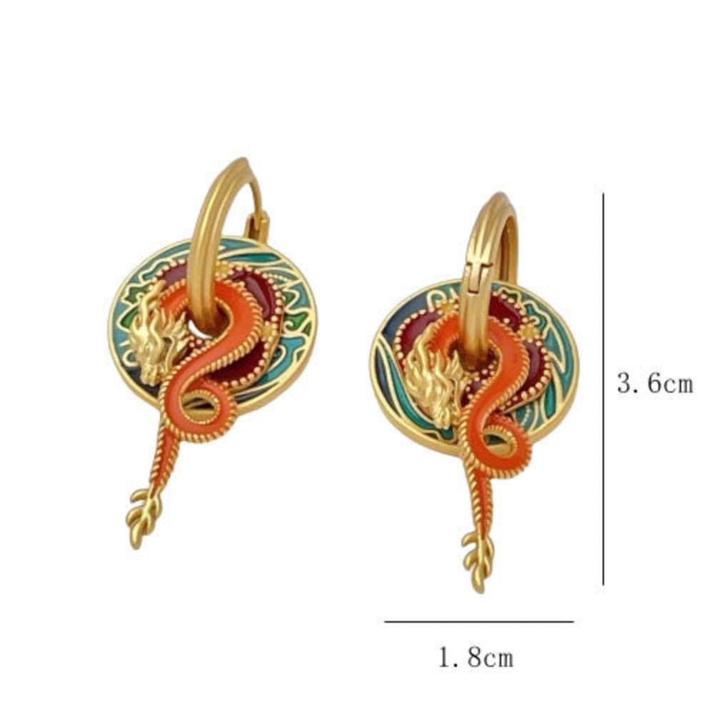 Style Palace Dragon Shaped Earrings For Women In Copper Material