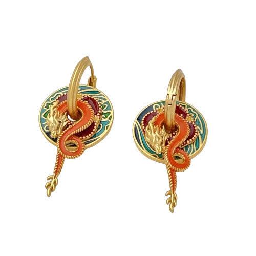 Style Palace Dragon Shaped Earrings For Women In Copper Material