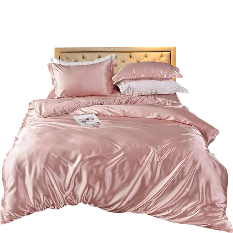 Beddings Light Pink Au Single Size Satin Duvet Cover Set Polyester Soft