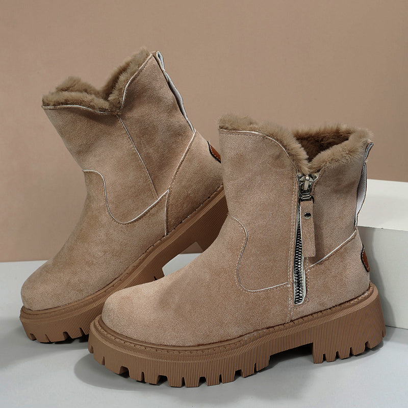 Thick Plush Snow Boots Women Faux Suede Non-Slip Winter Shoes