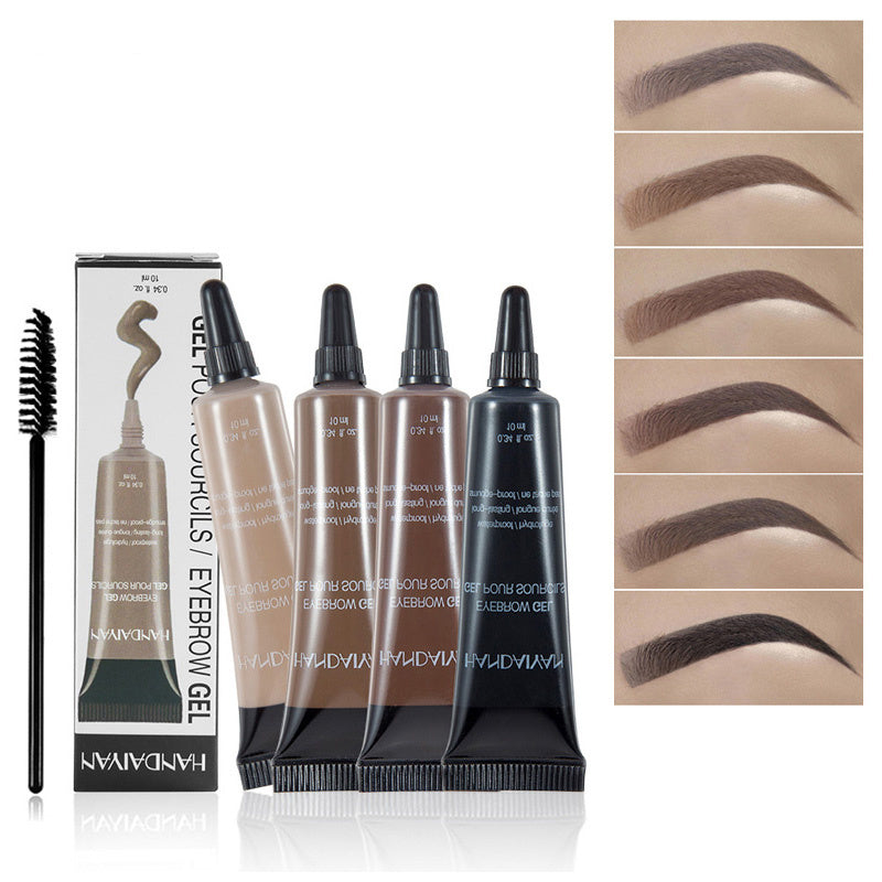 Eyebrow Makeup Henna Gel Black Brown Waterproof Durable Liquid Tint Brush Set