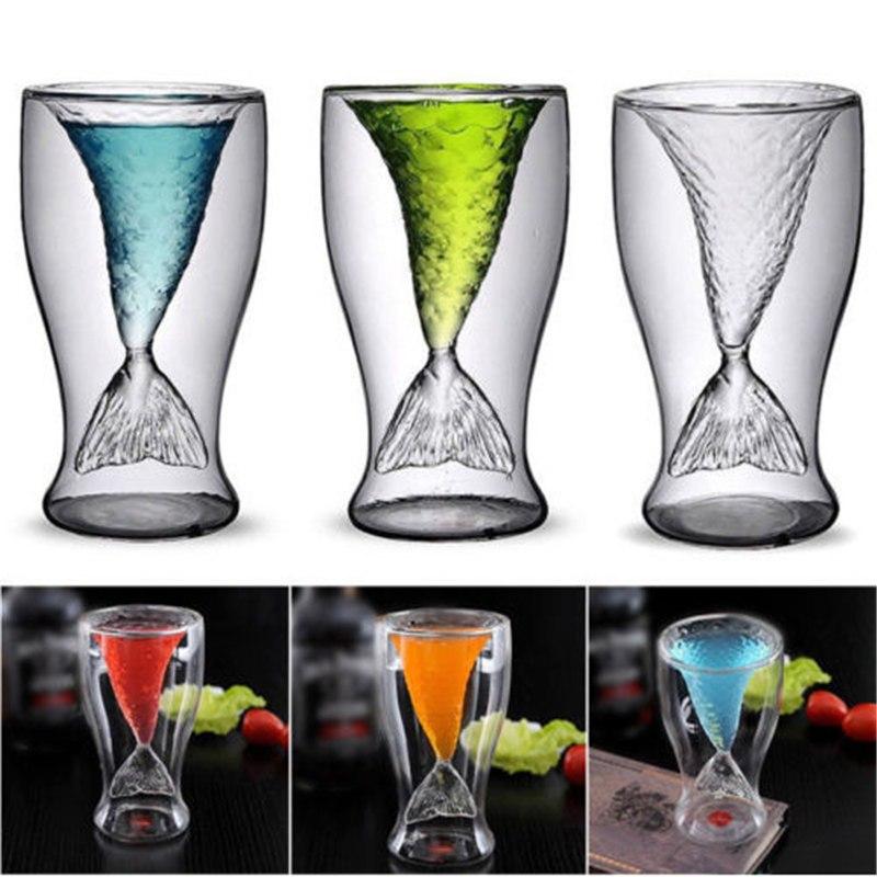 100Ml Novelty Mini Glass Mermaid Tail Cup Shotglass Transparent Fish