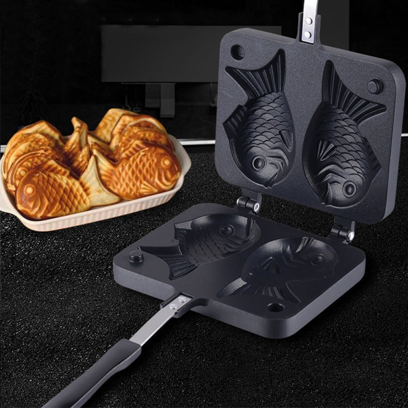 Non Stick Taiyaki Fish Shaped Waffle Frying Pan Maker Food Cooking Baking Mold