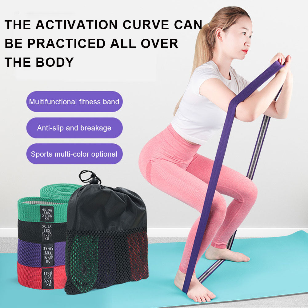 Fitness Long Resistance Bands Fabric Set Exercise Workout Elastic For Pull