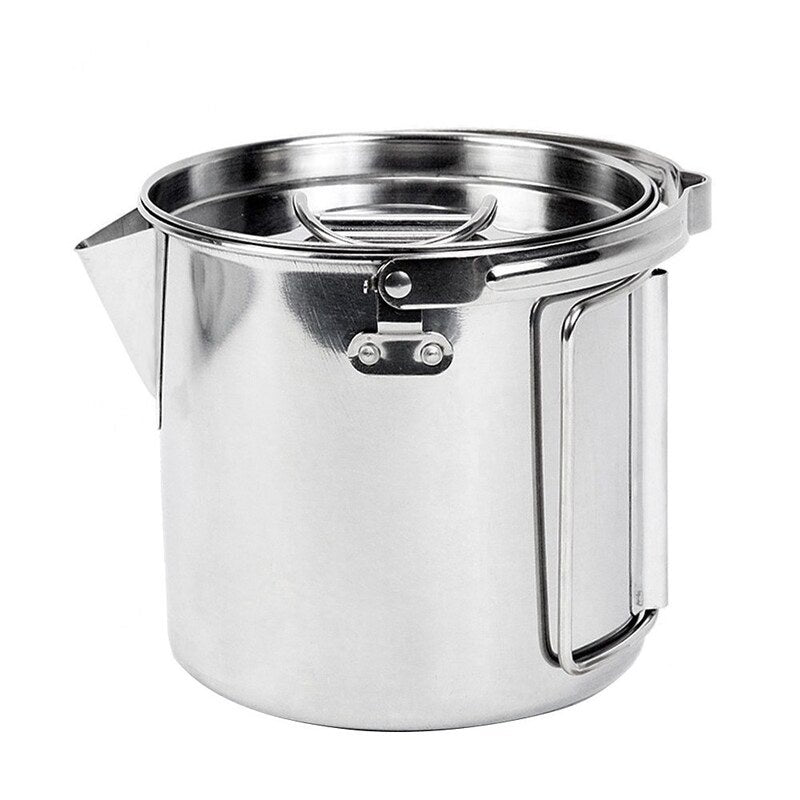 1.2L Outdoor Stainless Steel Kettle Climbing Teapot Portable Hanging Cooker Picnic Pot