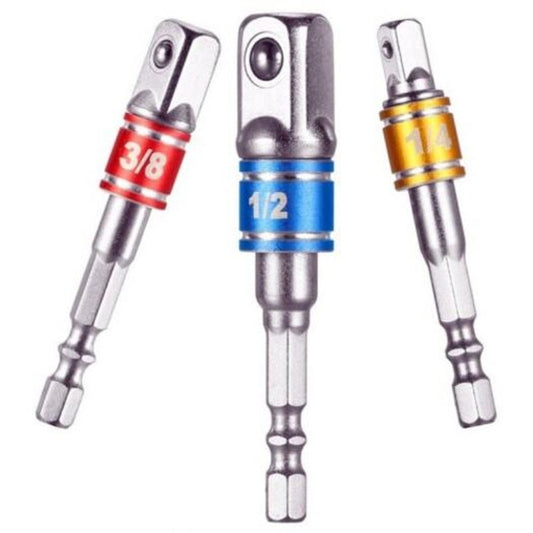 1 / 4 3 8 2 Inch Socket Adapter Set Drill Bits Driver Extension 3Pcs Hex Shank Multi