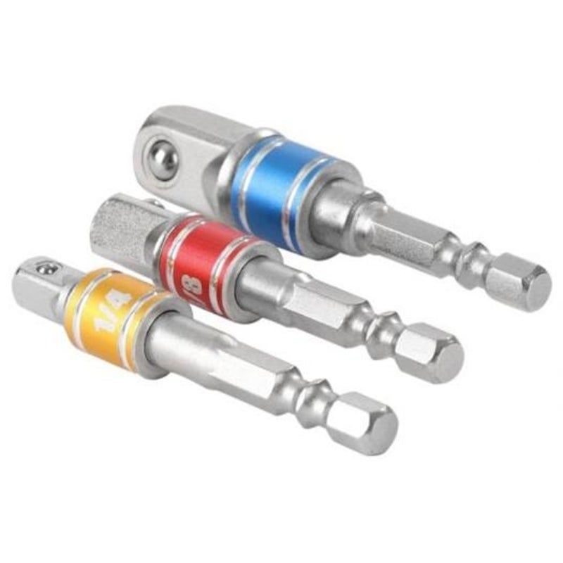 1 / 4 3 8 2 Inch Socket Adapter Set Drill Bits Driver Extension 3Pcs Hex Shank Multi