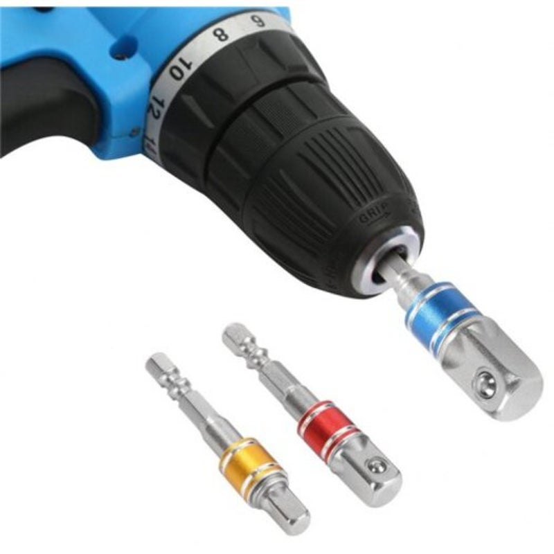 1 / 4 3 8 2 Inch Socket Adapter Set Drill Bits Driver Extension 3Pcs Hex Shank Multi