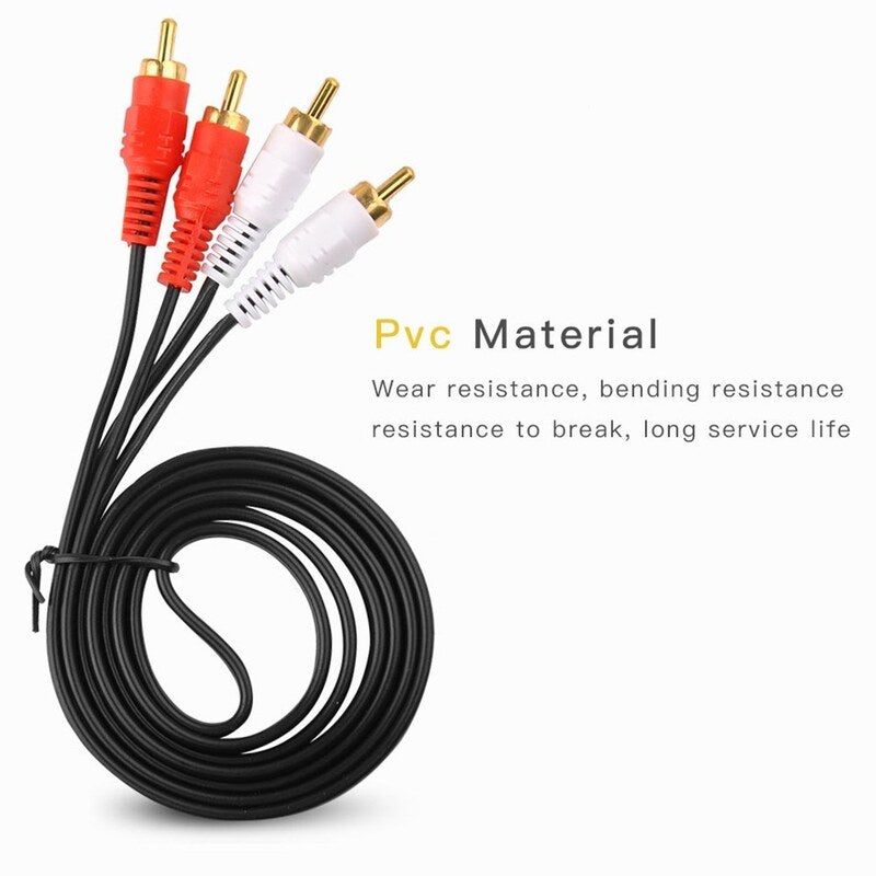 1.5 Meter Gold Plated Rca 2 Male To Av For Dvd Tv Cd Sound Amplifier Black