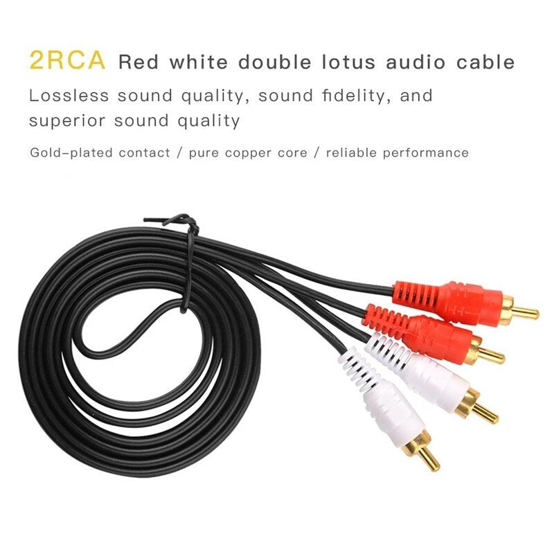 1.5 Meter Gold Plated Rca 2 Male To Av For Dvd Tv Cd Sound Amplifier Black