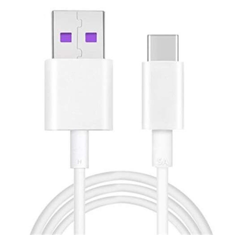 1.5M 5A Usb Type C Super Fast Charging Cable For Huawei P30 Pro / Mate 20 P20 P10 White