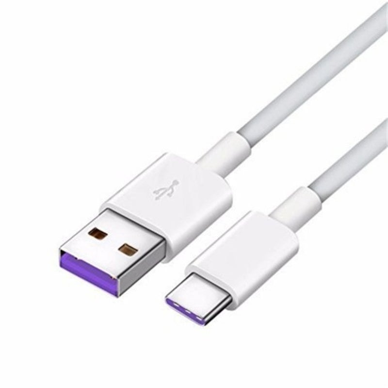 1.5M 5A Usb Type C Super Fast Charging Cable For Huawei P30 Pro / Mate 20 P20 P10 White