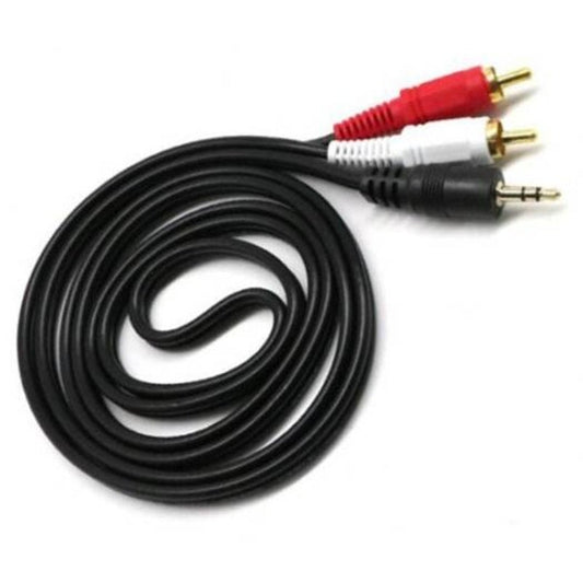 1.5M 3.5Mm Jack On Rca To Aux Connector Cables Black