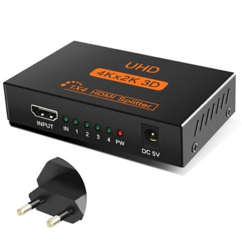 1 In 4 Hdmi Splitter Black
