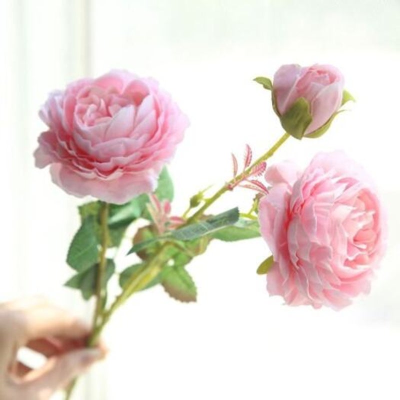 3 Heads Silk Artificial Peony Flower Home Wedding Wall Decoration Pink
