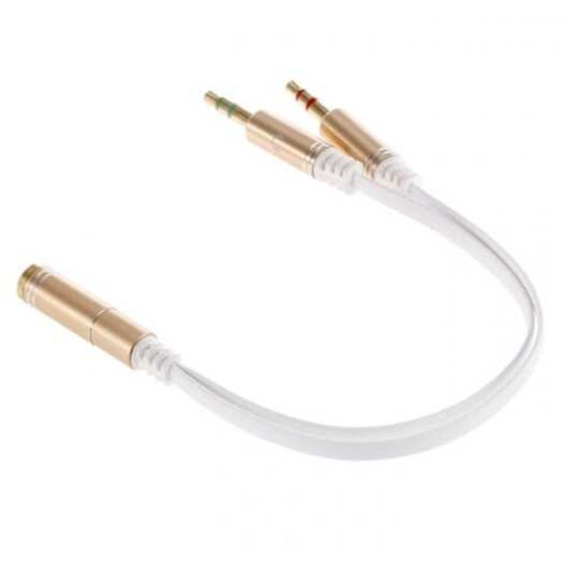 1 To 2 3.5Mm Audio Adapter Cable For Headset / Flat Line Golden