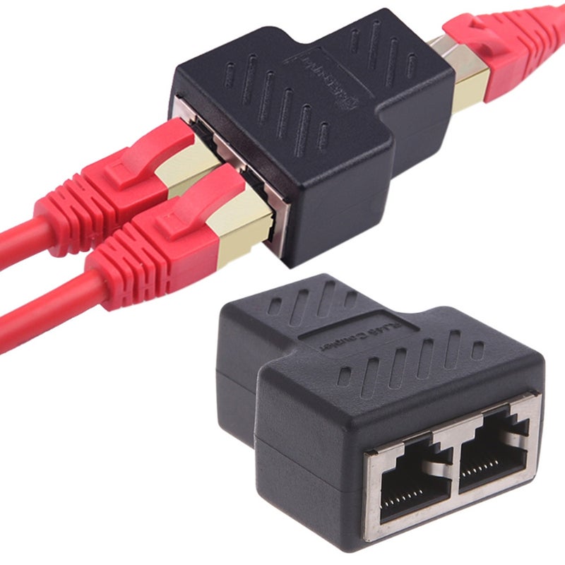 1 To 2 Ways Lan Ethernet Network Cable Rj45 Female Splitter Connector Adapter For Laptop Docking Stations