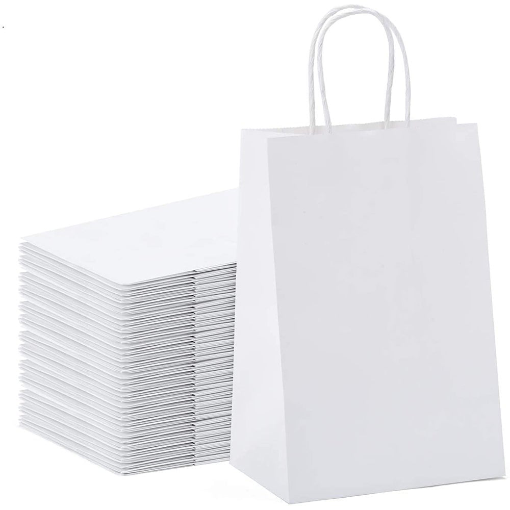 10/20/40Pcs Kraft Paper Party Favor Gift Bags With Handle For Shopping
