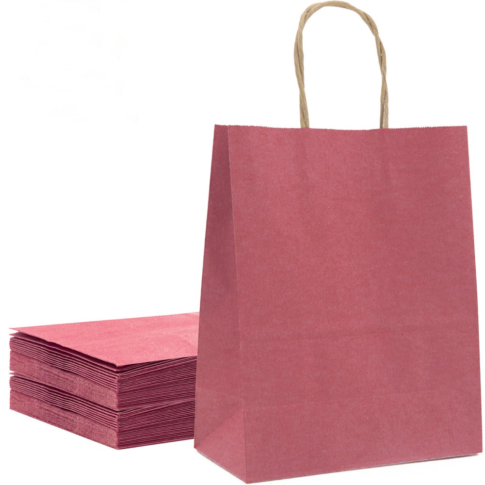 10/20/40Pcs Kraft Paper Party Favor Gift Bags With Handle For Shopping