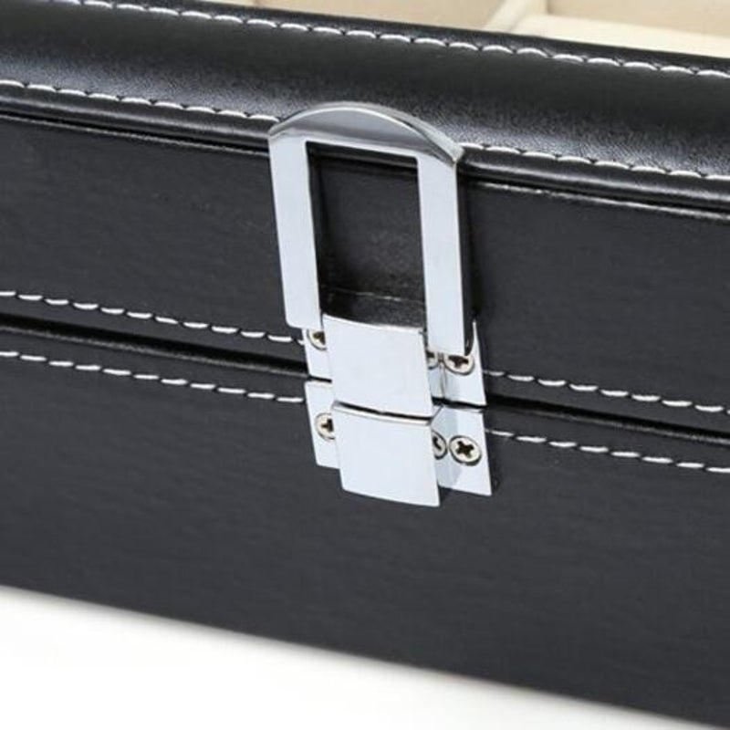 10 Grids Pvc Leather Watch Case Black