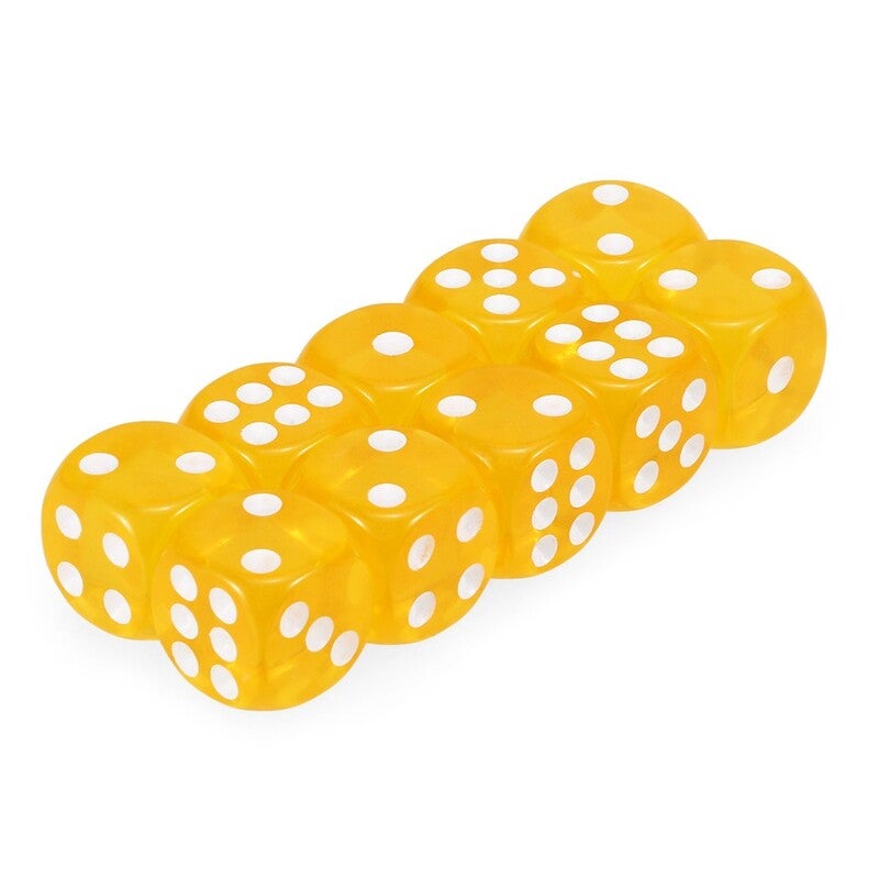 10 Pcs 14Mm Transparent Dice Yellow