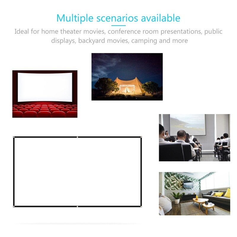 100 Inches Projector Screen Widescreen 16:9 Portable Projection Anti Crease Foldable Indoor Outdoor Movies For Office