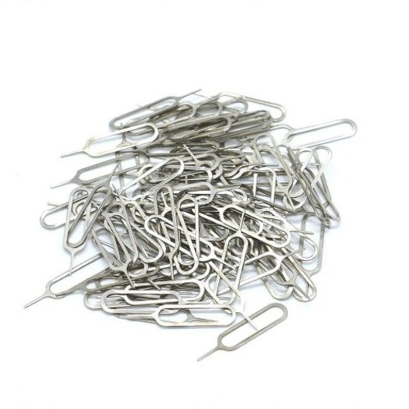 100 Pcs / Lot Sim Card Tray Remover Eject Pin Key Tool For Iphone Samsung More Silver
