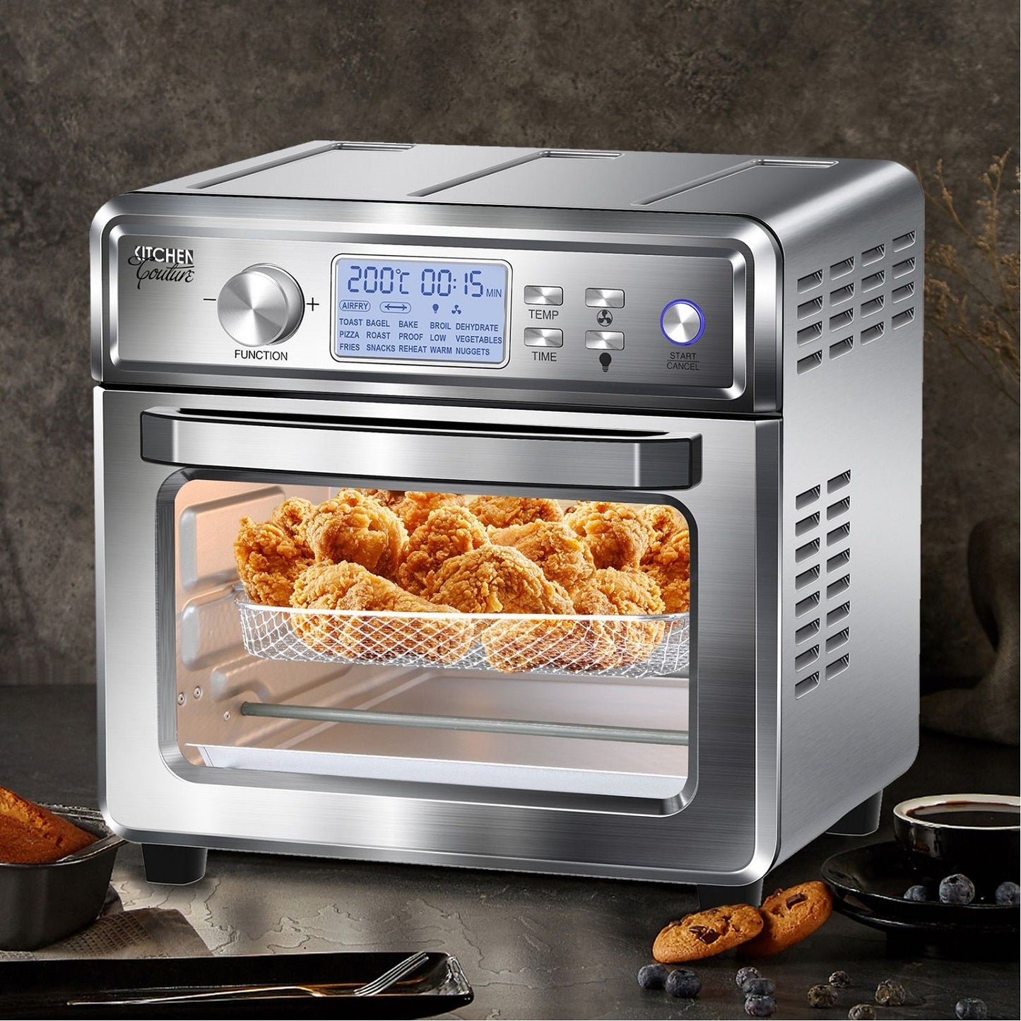 24 Litre Digital Air Fryer Oven Rotisserie Grill Bake Toast Roast Multifunction
