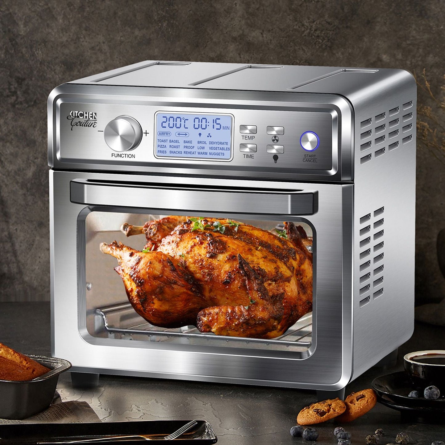 24 Litre Digital Air Fryer Oven Rotisserie Grill Bake Toast Roast Multifunction