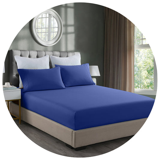 Royal Comfort Bamboo Cooling 2000Tc 3 Piece Combo Set Double Blue