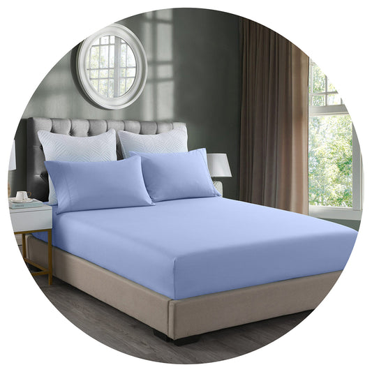 Royal Comfort Bamboo Cooling 2000Tc 3 Piece Combo Set King Light Blue