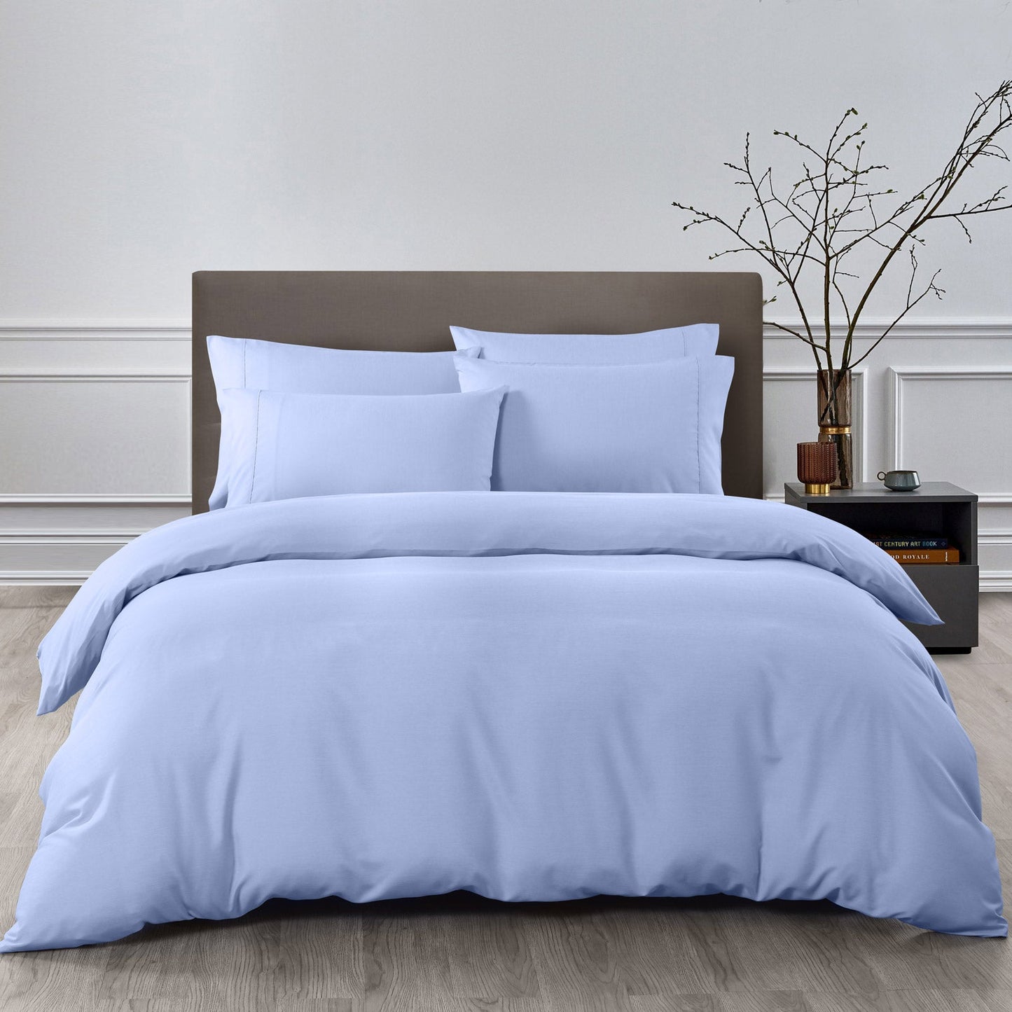 Royal Comfort Bamboo Cooling 2000Tc Quilt Cover Set Double Light Blue