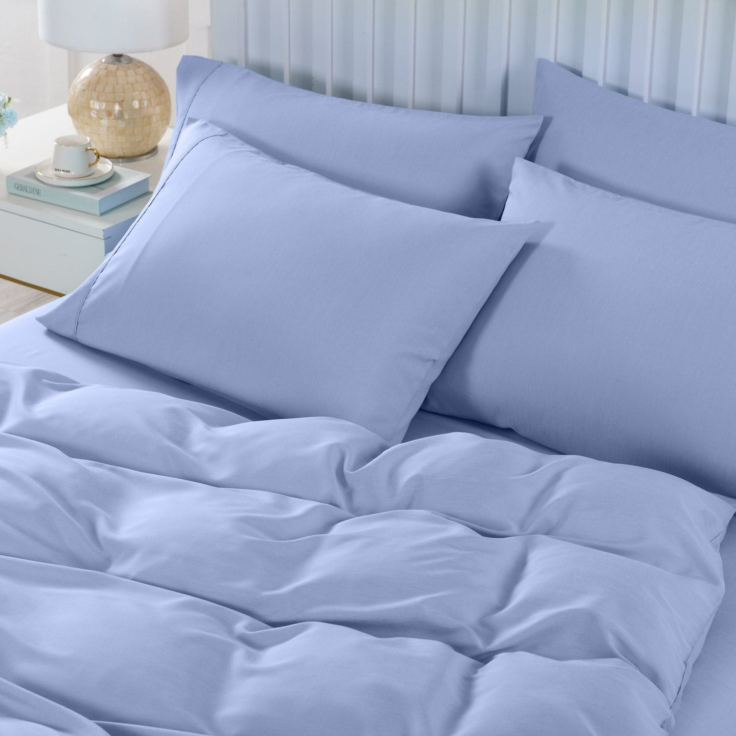Royal Comfort Bamboo Cooling 2000Tc 6-Piece Combo Set -King-Light Blue